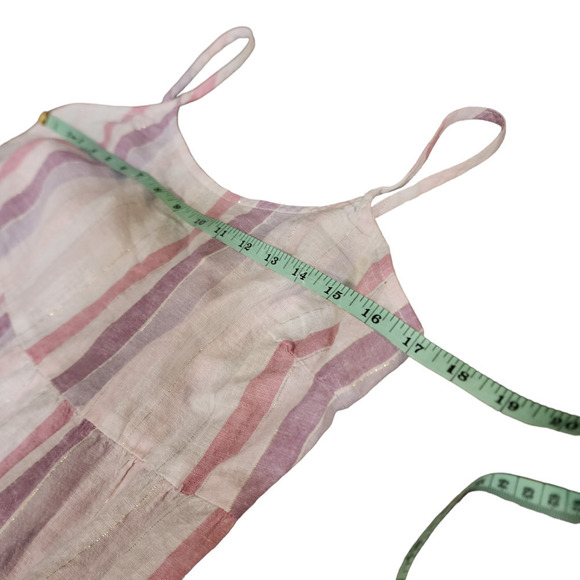 Nwt Beach Lunch Lounge Viola Stripe Adjustable Cami Tiered Smock Lana Dress L - Picture 4 of 7